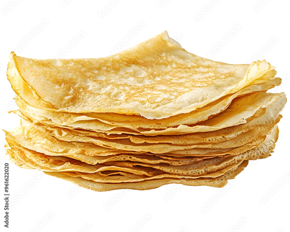 Stack of Thin Crepes, Ready for Toppings, Isolated on a Transparent PNG Background Stack of Thin Crepes, Ready for Toppings, Isolated on a Transparent PNG Background