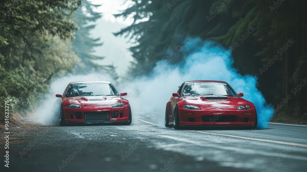 Naklejka premium Managing brake fade to maintain stopping power during touge races