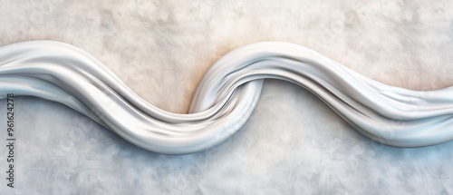 Obraz na płótnie A painting of a white wave on gray backdrop, featuring a light brown spot in its center w salonie