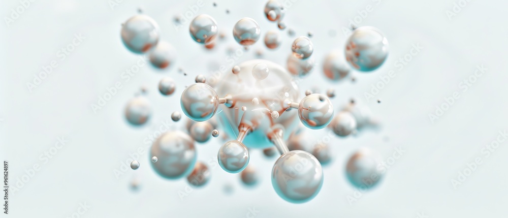 A group of bubbles hovering against a blue-and-white backdrop, giving an impression of suspended weightlessness in the air A group of bubbles hovering against a blue-and-white backdrop, giving an impression of suspended weightlessness in the air