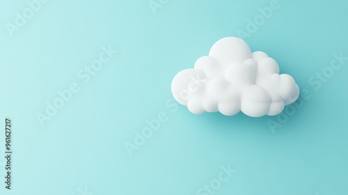 A soft, fluffy white cloud against a serene blue background, perfect for conveying tranquility and lightness in design.