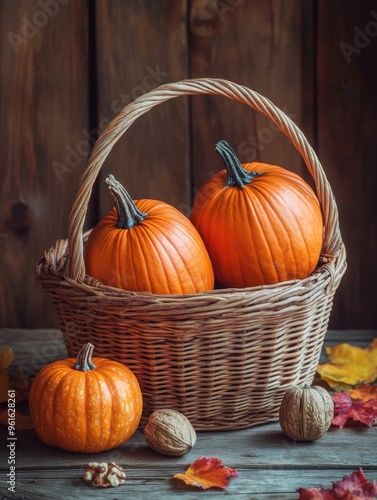 Wallpaper Mural pumpkins in a basket, photo Torontodigital.ca