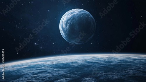 Mysterious abstract space background with planets