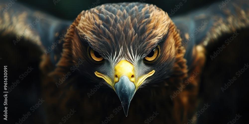 Fototapeta premium Close-up of a Golden Eagle's Face with Intense Gaze