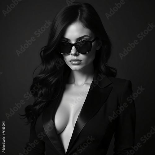 woman with blazer and sunglasses photo