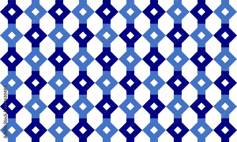 Fototapeta premium blue plaid fabric texture, blue diamond border checkerboard repeat pattern, replete image, design for fabric printing, rhombus, vertical strip checkerboard