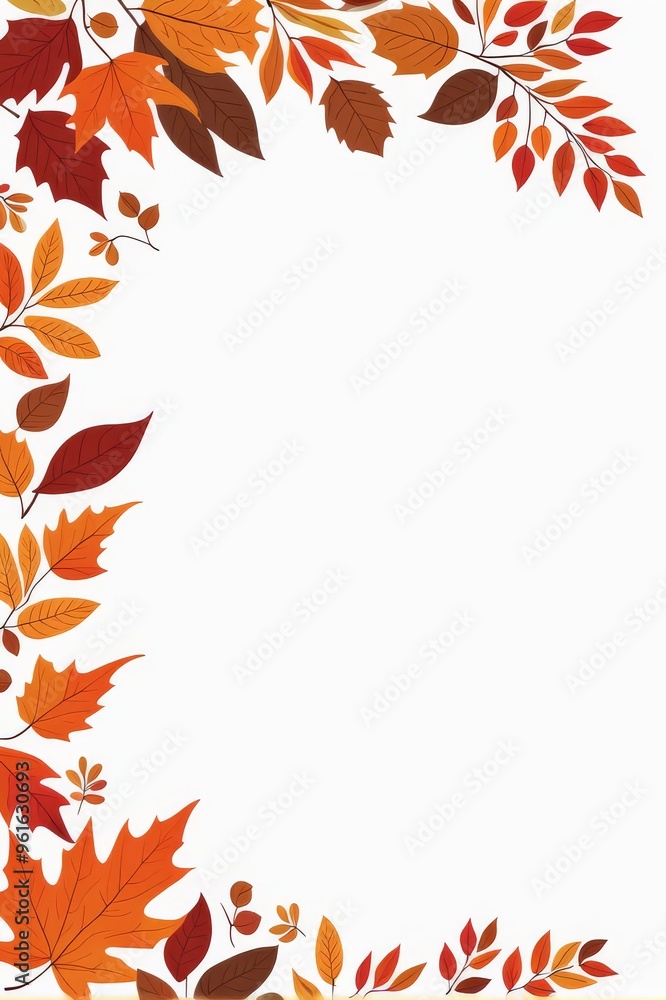rectangular frame, border of autumn leaves on white background. vector illustration, letterhead, template, postcard rectangular frame, border of autumn leaves on white background. vector illustration, letterhead, template, postcard