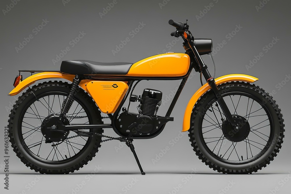 Obraz premium Vintage Off-Road Motorcycle | Yellow Dirt Bike Model