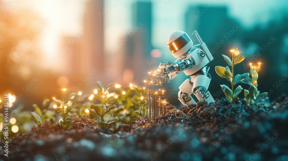 A group of robots working together on a construction project, illustrating the potential of automation in the future. A group of robots working together on a construction project, illustrating the potential of automation in the future.