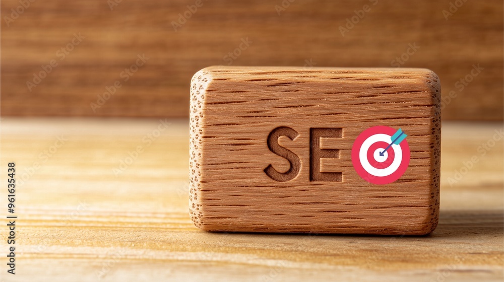 SEO text on wooden block with target icon representing focused digital marketing and search engine optimization. SEO text on wooden block with target icon representing focused digital marketing and search engine optimization.