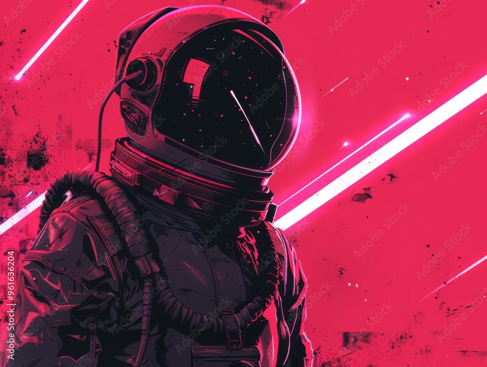 Abstract design of a spaceman or astronaut with triangular shapes and neon lights. Abstract design of a spaceman or astronaut with triangular shapes and neon lights.