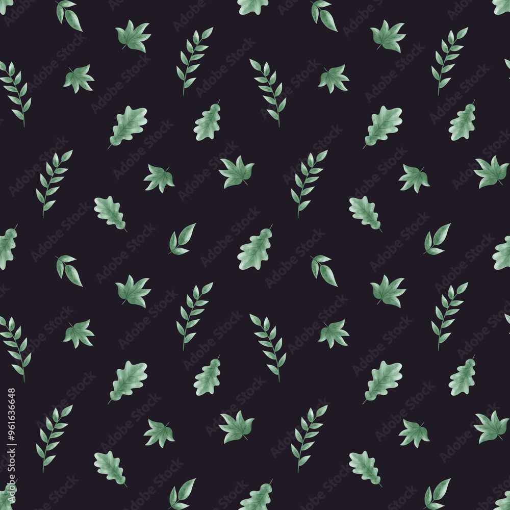 seamless pattern with green leaves on a dark background seamless pattern with green leaves on a dark background