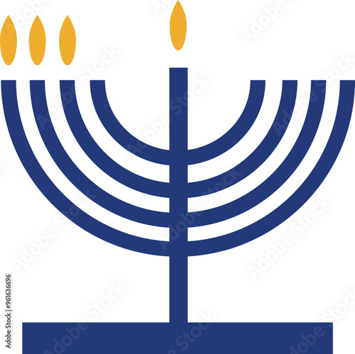 Hanukkah menorah (hanukkiah) vector icon. A menorah on the third night of Hanukkah