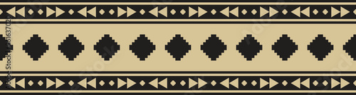 Ethnic border ornament. Geometric ethnic oriental seamless pattern. Stripe vector illustration. Native American Mexican African Indian tribal style. Design border, textile, fabric, clothing, carpet.
