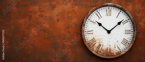 Wallpaper Mural  A rusted metal clock with Roman numerals against a weathered wall backdrop, both adorned with rust Torontodigital.ca