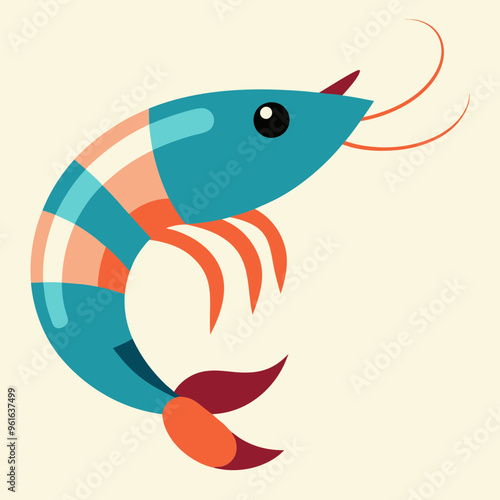 Shrimp clip art vector white background