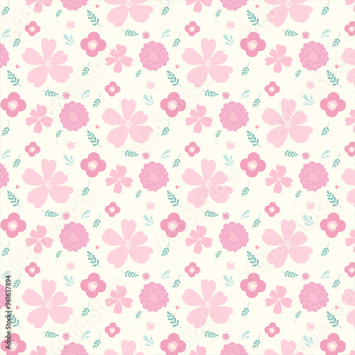Wallpaper Mural Seamless floral pattern with simple flowers and leaves. Cute pattern in small flowers. Vector Illustration Torontodigital.ca