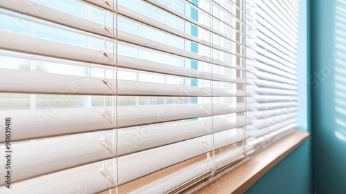 Cleaning blinds with a dusting tool, ensuring they are dust-free photo