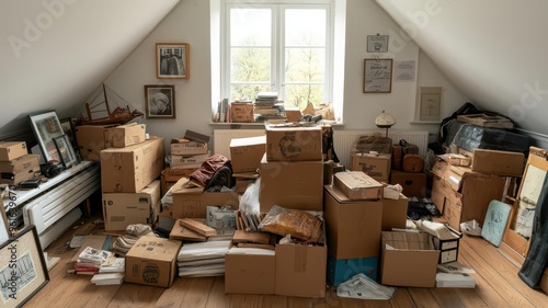 Cleaning out the attic, sorting through boxes and discarding unnecessary items