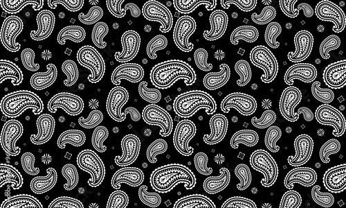 Paisley floral black white pattern.Traditional seamless persia boteh,buta,zoroastrianism.Bohemian,hippie vector abstract style.Designs for print,fabric,clothing,wrap,scarf,bandana,pillows,decoration.