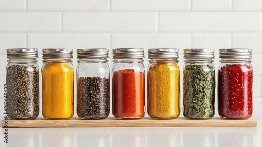 Organizing a spice rack in the kitchen, arranging jars neatly Organizing a spice rack in the kitchen, arranging jars neatly