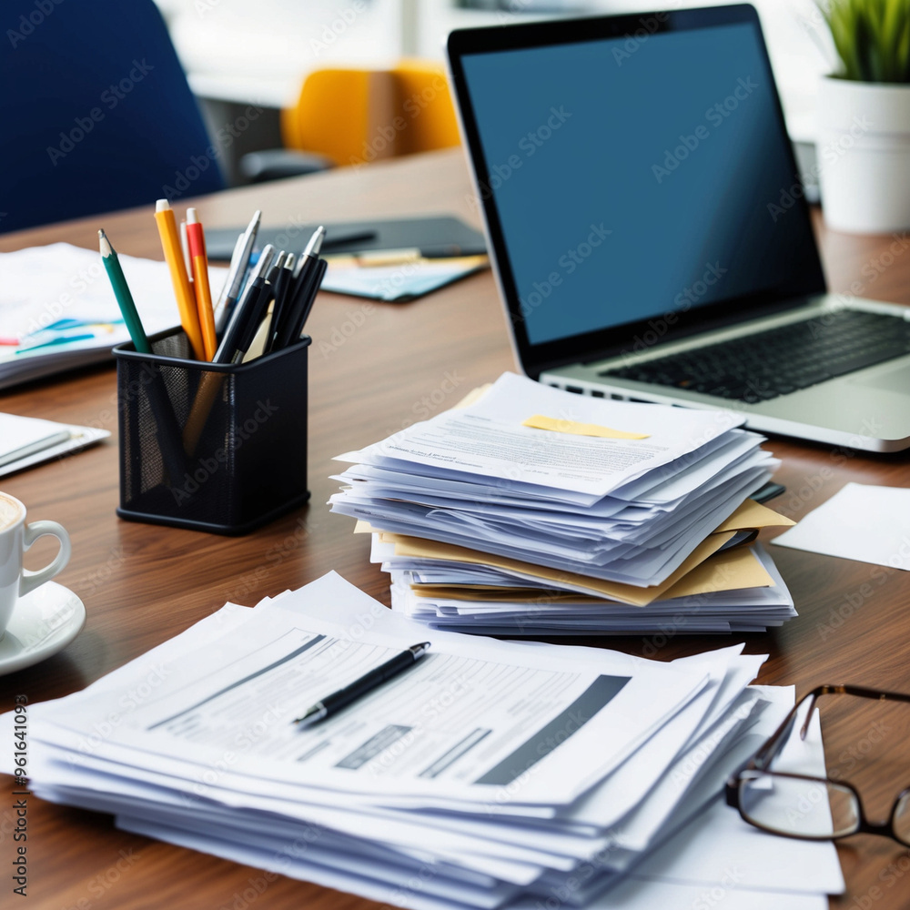 AI generates realistic illustrations office space with work equipment AI generates realistic illustrations office space with work equipment