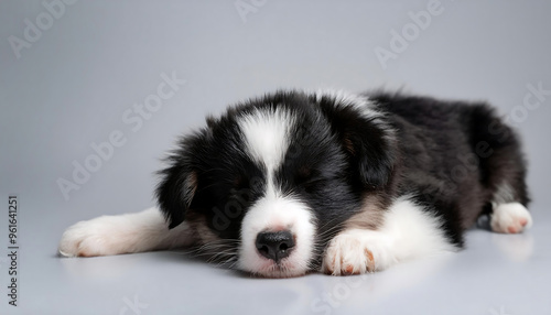 adorable sleeping baby border collie