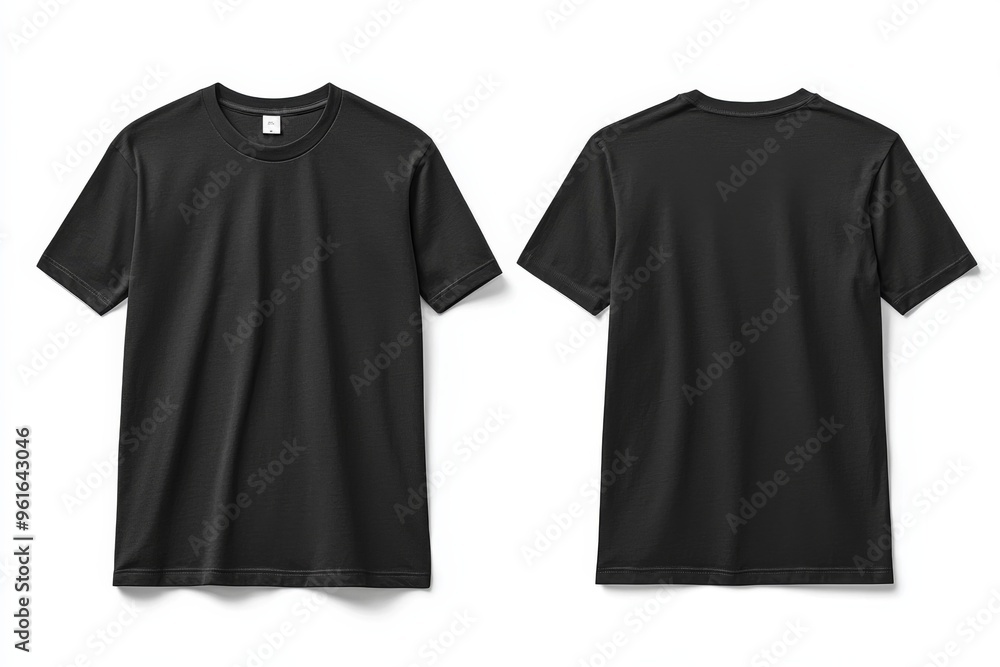 Black Tshirt Mockup Front and Back Isolated created with Generative AI Black Tshirt Mockup Front and Back Isolated created with Generative AI
