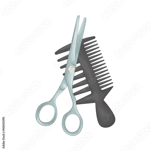 Illustration of comb and scissors 