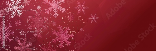 A red background with a pattern of snowflakes in shades of dark pink and maroon, creating an elegant winter-themed design.