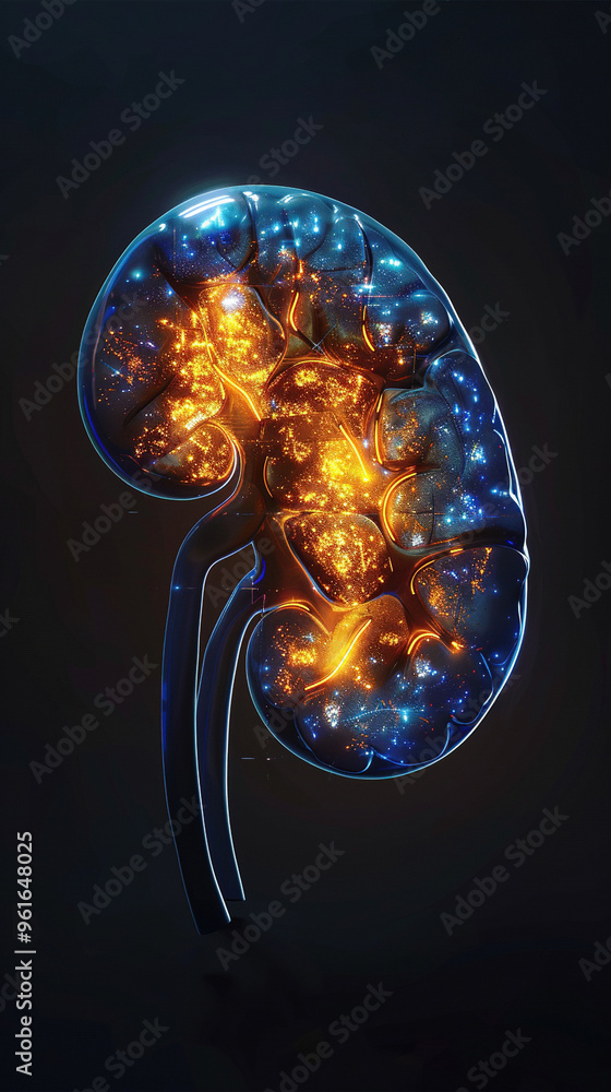 Fototapeta premium Anatomy human kidney in dark background