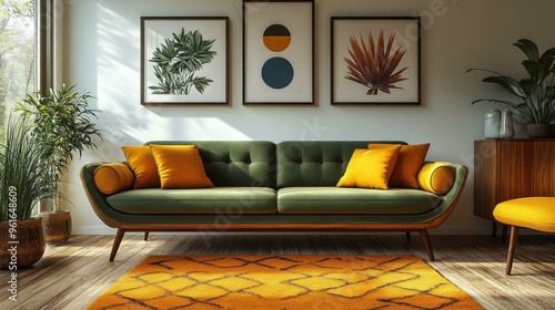 Wallpaper Mural Contemporary Living Room with Yellow Accents Torontodigital.ca