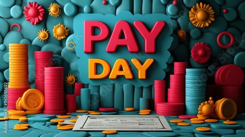 Payday Concept with Coins  Stacks  and Check