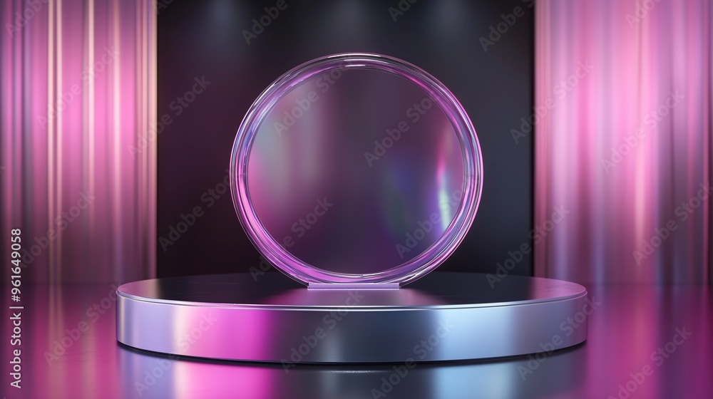 A 3D realistic pink podium studio room A 3D realistic pink podium studio room