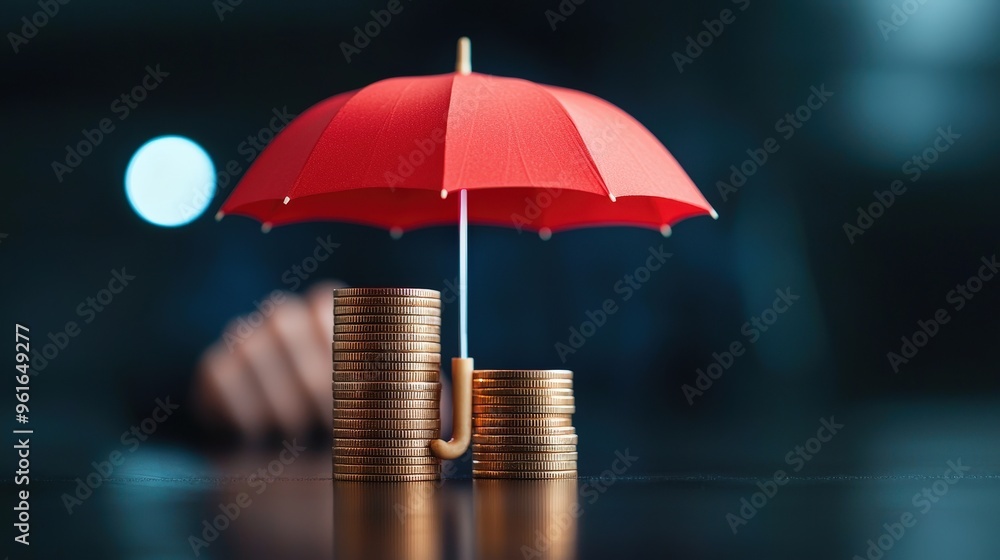 custom made wallpaper toronto digitalA person holding an umbrella over a stack of coins representing protection of savings
