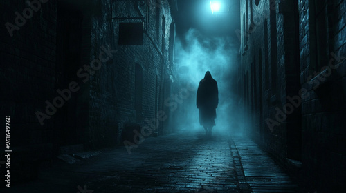 Spooky Ghost in Midnight Fog - Halloween Atmosphere 