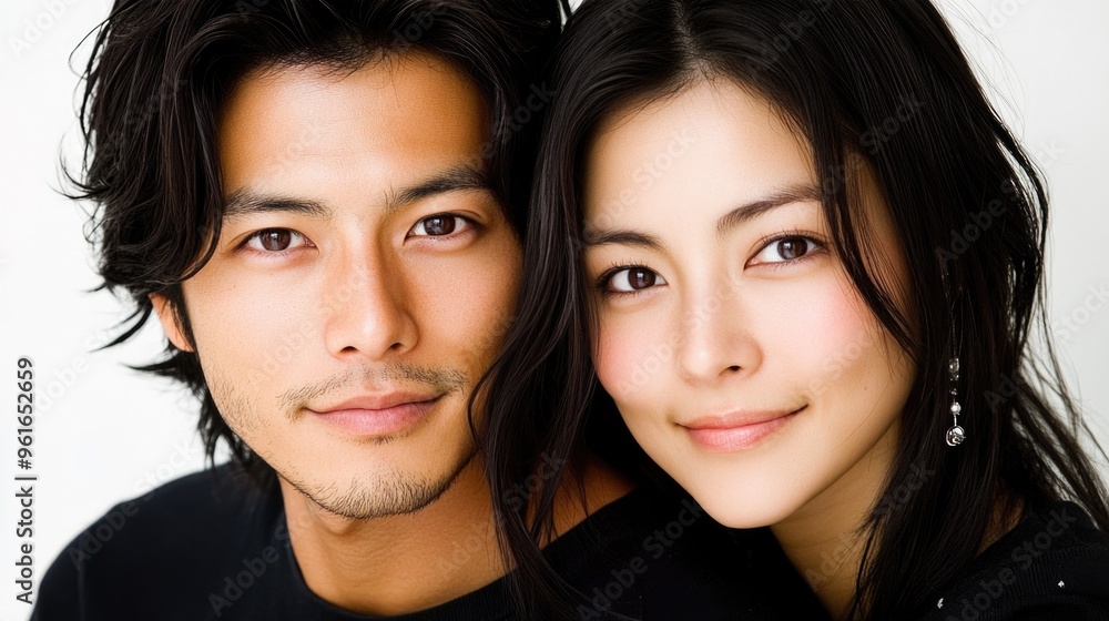 Attractive Young Couple Posing for a Close-up Portrait Attractive Young Couple Posing for a Close-up Portrait