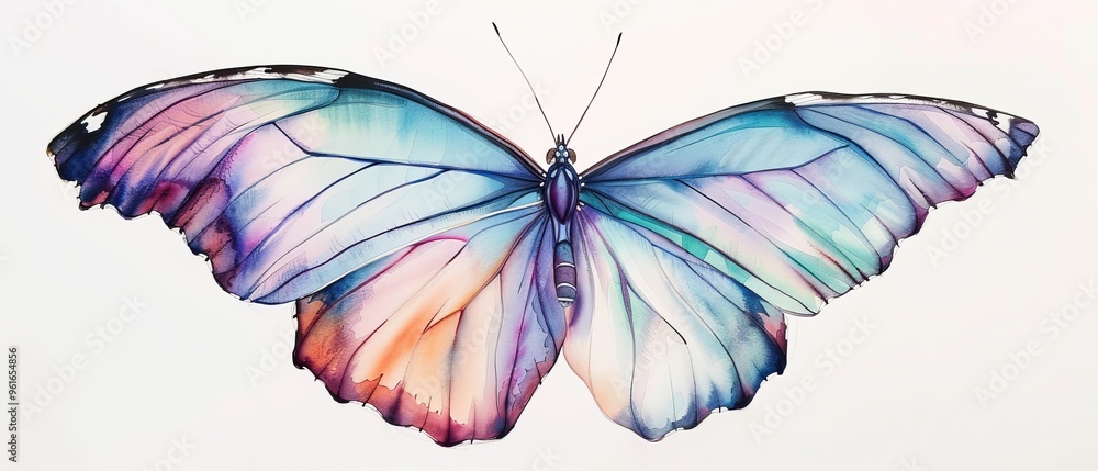 Obraz premium A close-up of a butterfly mid-flight, wings fully extended, eyes shut