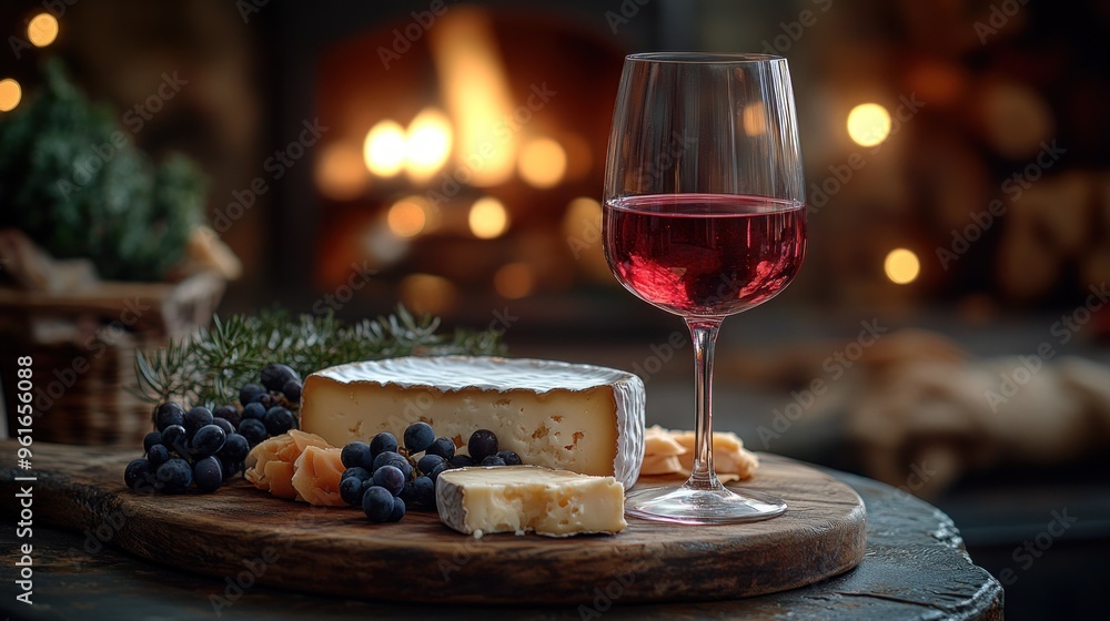 Cheese and Wine by the Fireplace Cheese and Wine by the Fireplace