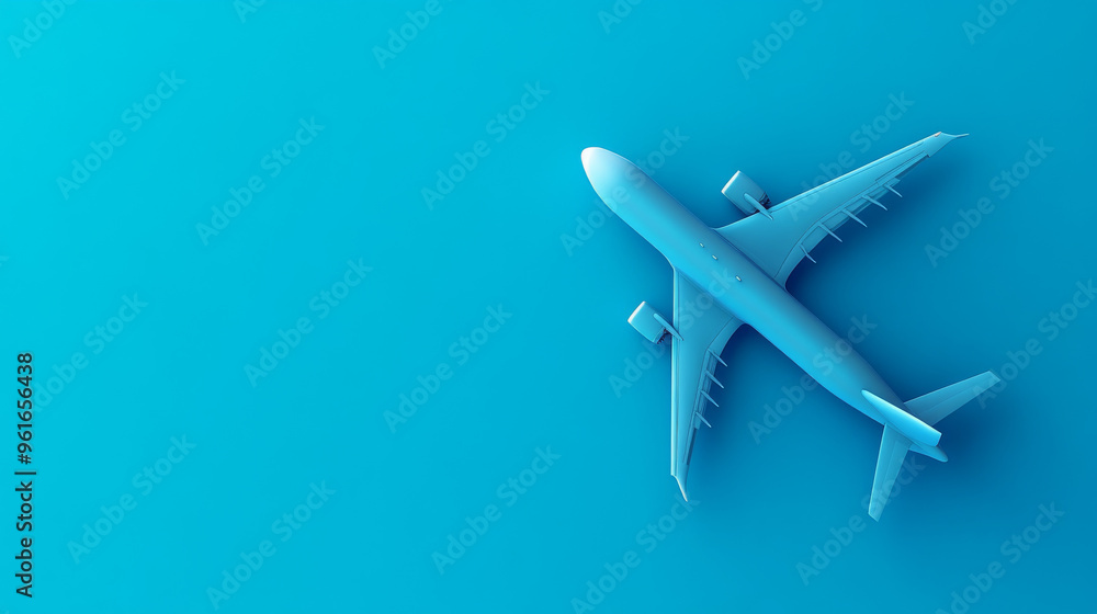 A blue background with a 3D airplane, perfect for advertising air travel. A blue background with a 3D airplane, perfect for advertising air travel.