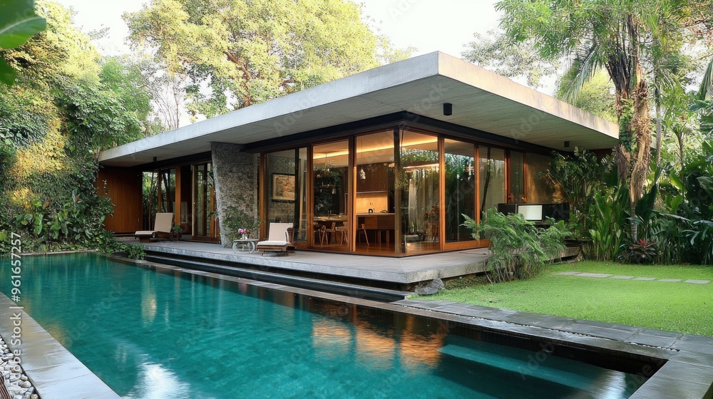 Fototapeta premium Modern house with swimming pool