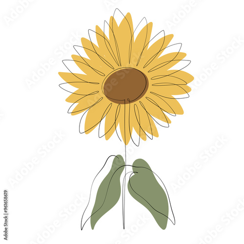 Sunflower one line art