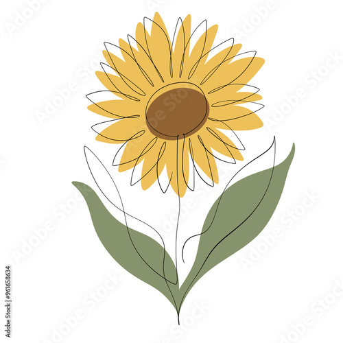 Sunflower one line art