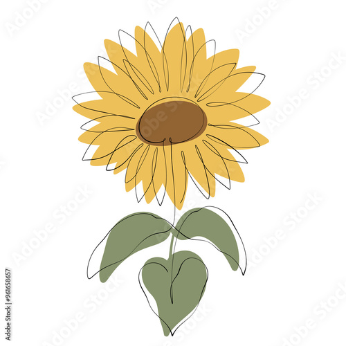 Sunflower one line art