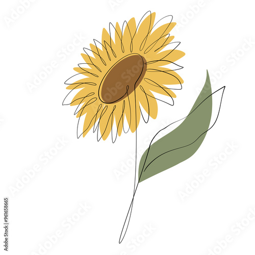 Sunflower one line art
