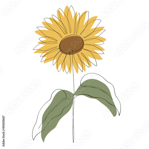 Sunflower one line art