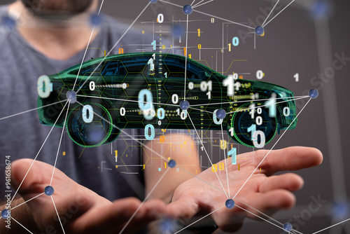 Autonomous car with HUD gra...