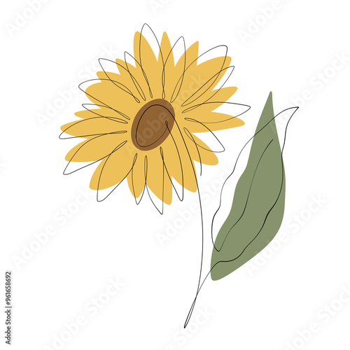 Sunflower one line art