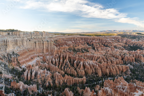 Scenic views of red rock and hoodoos at Bryce Canyon National Park in Utah.