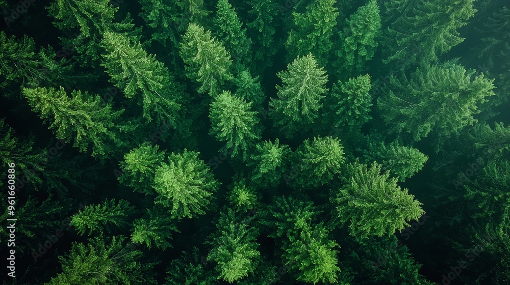 Aerial view of dense green coniferous forest showcasing lush trees under natural light during daytime Aerial view of dense green coniferous forest showcasing lush trees under natural light during daytime